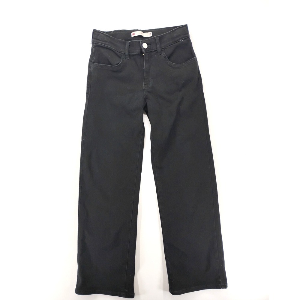 Levi's Wide Leg Jeans Black Kids Size 12 Adjustable Waist 26x26